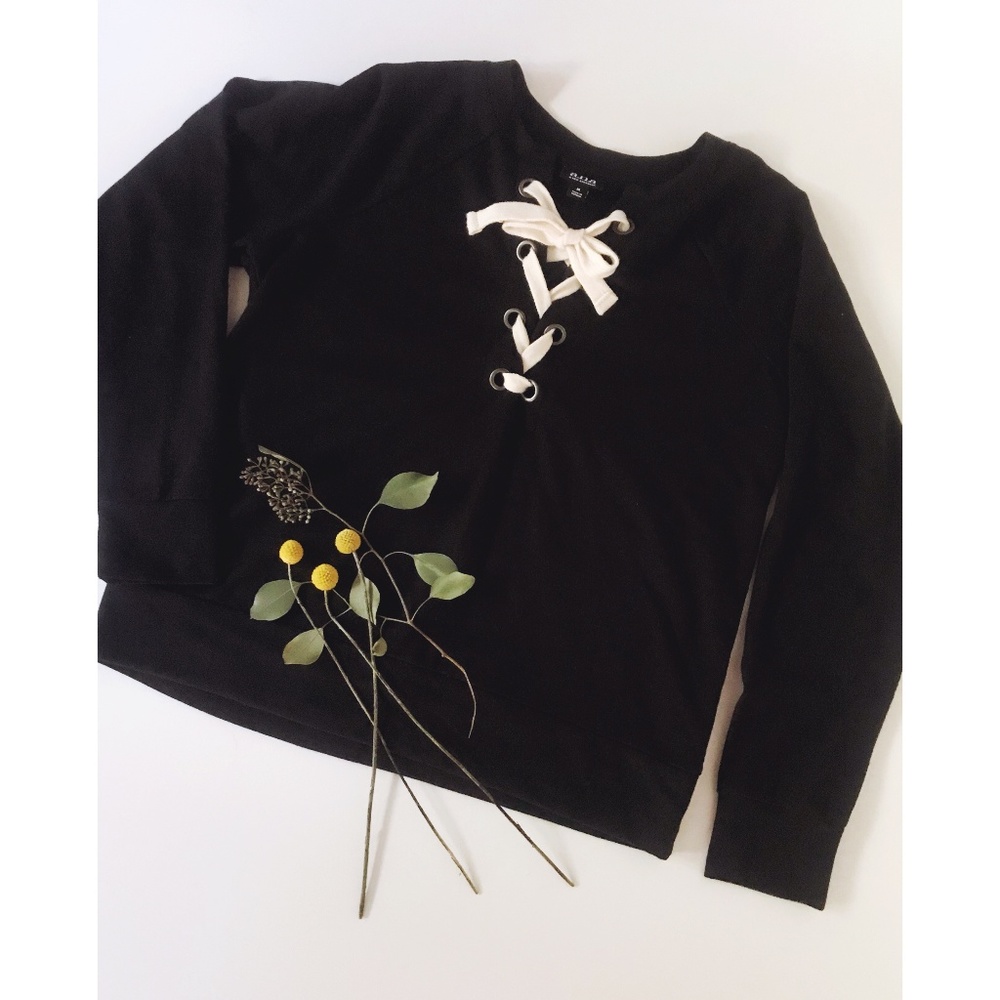 Black Laceup Sweatshirt